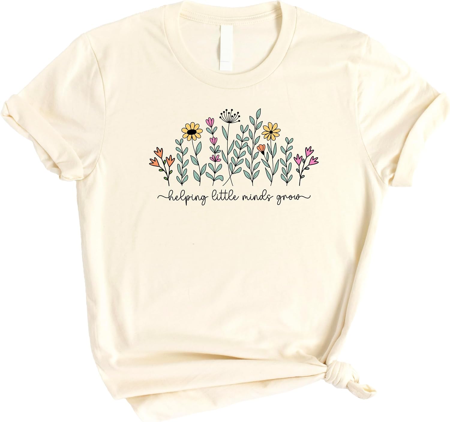 Helping Little Minds Grow Shirt for Women Floral Boho Tee for Early Education Teacher