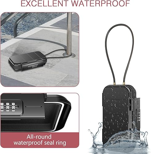 Miniatura 2 de Caja de seguridad portátil, caja de seguridad portátil, caja de bloqueo de combinación impermeable para viajes, pequeña caja fuerte personal segura