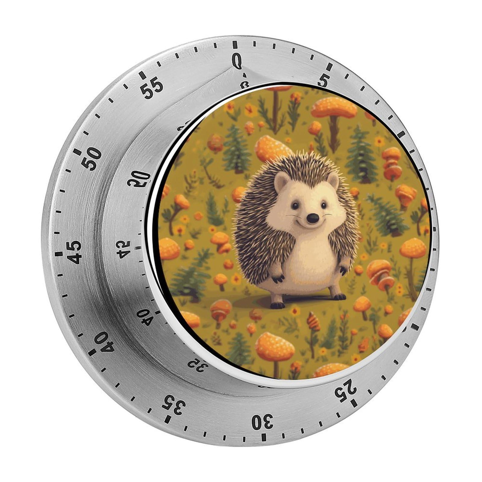 60 Minute Wind Up Timer, Visual Mechanical Timer with Loud Alarm, Hedgehog Kitchen Timers for Cooking - No Batteries Required - Magnetic Backing, Exquisite Stainless Steel Body