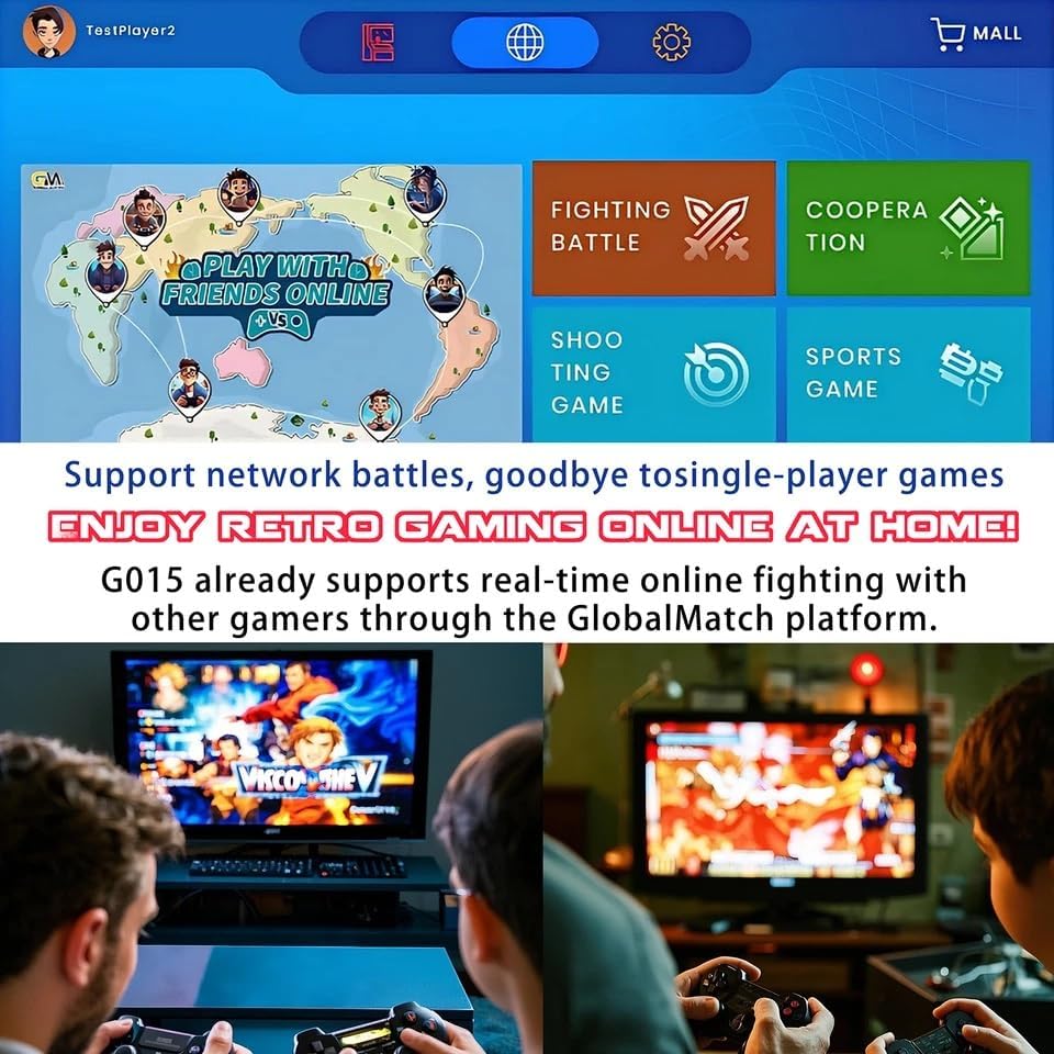 Miniatura 3 de Consola de juegos retro para TV - Caja de juegos HDMI Plug & Play con 30 juegos con licencia, multijugador en línea a través de WiFi y LAN,