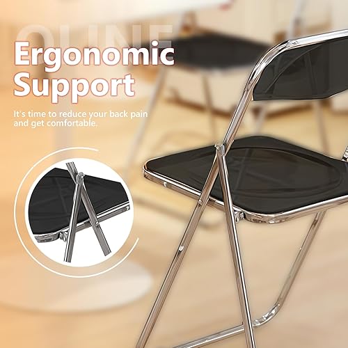 Miniatura 7 de Paquete de 12 sillas plegables negras comerciales  Resistente a granel apilables para alquiler de eventos, estadios, lugares de gran capacidad