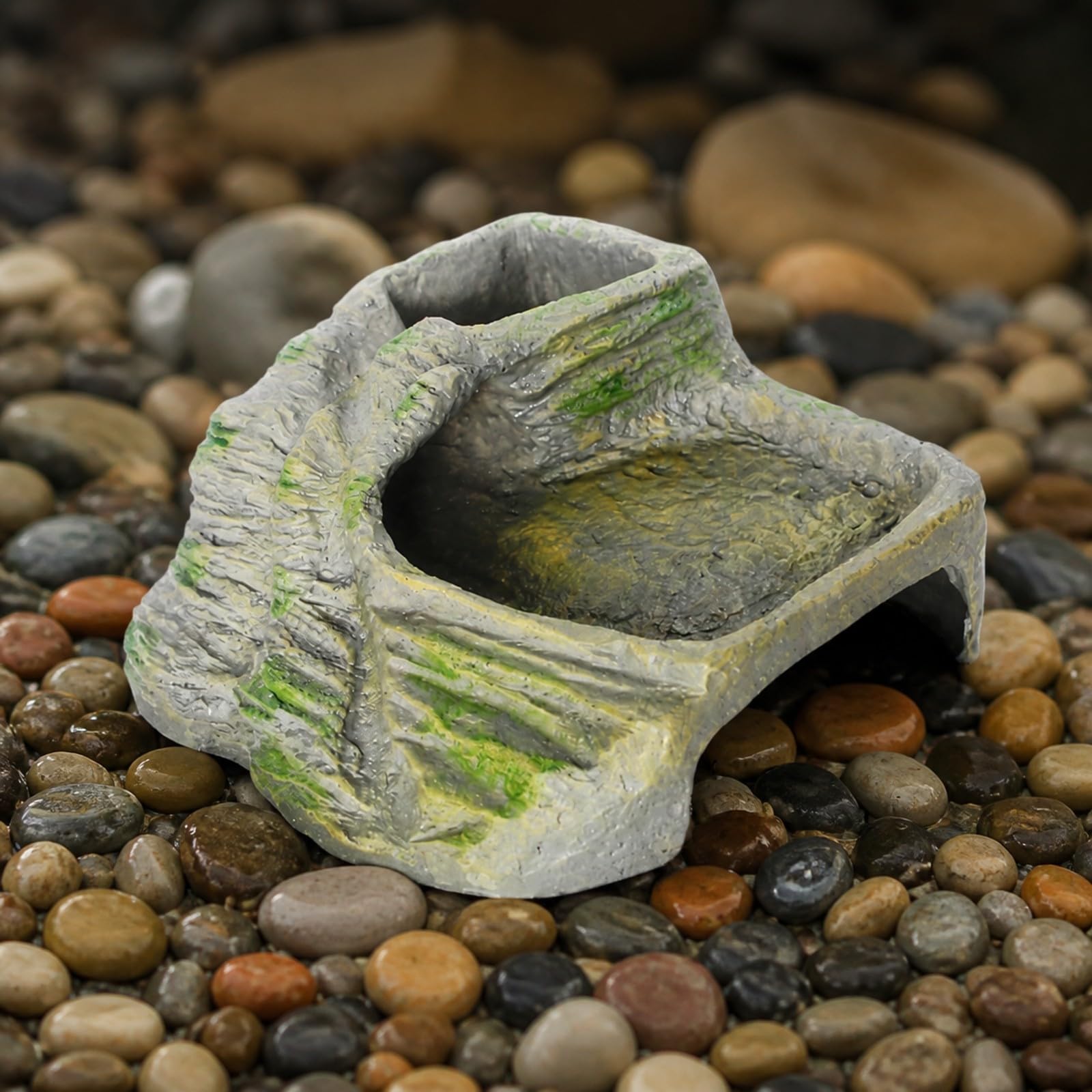 kowaku Piattaforma di Riscaldamento per Tartarughe in Resina con Rampa Inclinata E Integrata per Rettili Arrampicata Ed Esplorazione Adatta per Terrario Naturale, Stile A