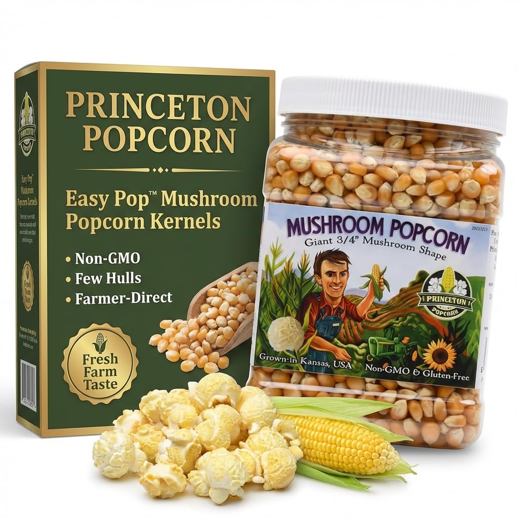 Princeton Popcorn Signature Easy Pop™ Mushroom Popcorn Kernels – New 2026 Ultra-Premium Variety, Pops Large & Round, Easy-Popping with Fewer Hulls, Non-GMO, No Glyphosate, Farmer-Direct, Made in USA (32 oz)