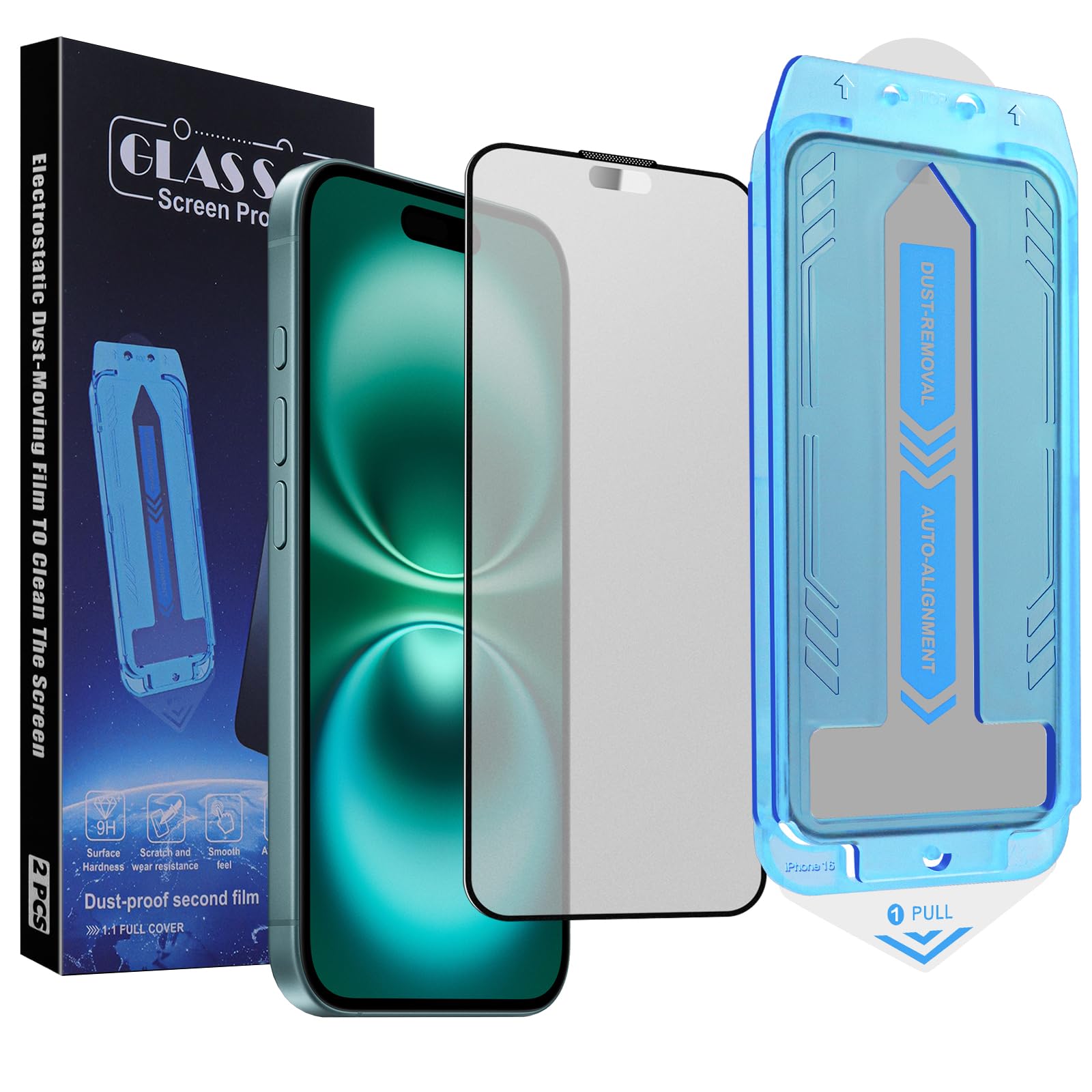 Screen Protector for iPhone 16/15 /14 Pro Matte 6.1-Inch 9H Tempered Glass