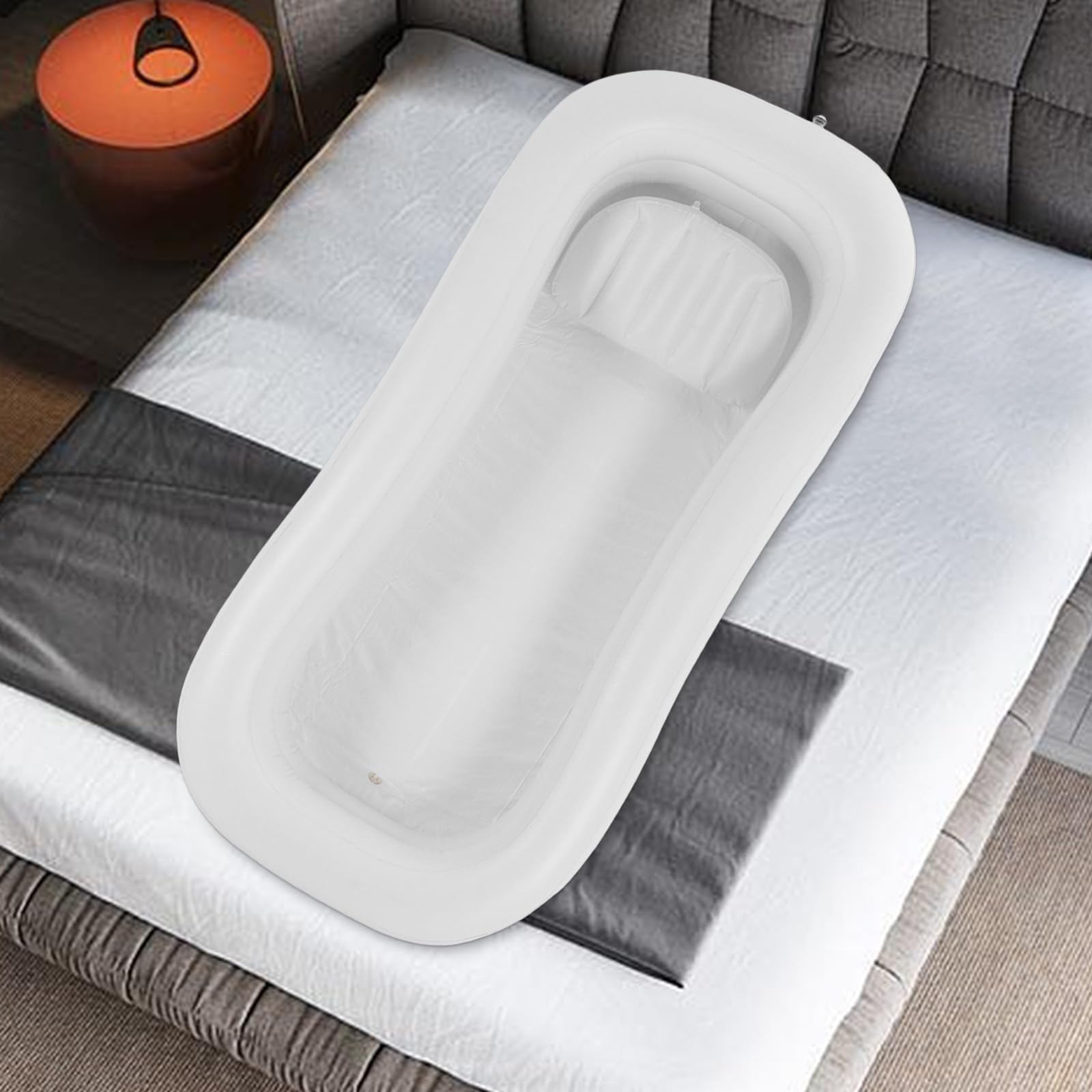 Juego de bañera de ducha inflable médica, sistema de ducha portátil junto a la cama con bomba, ayuda de baño simple en la cama para discapacitados/personas mayores (220 x 100 cm)