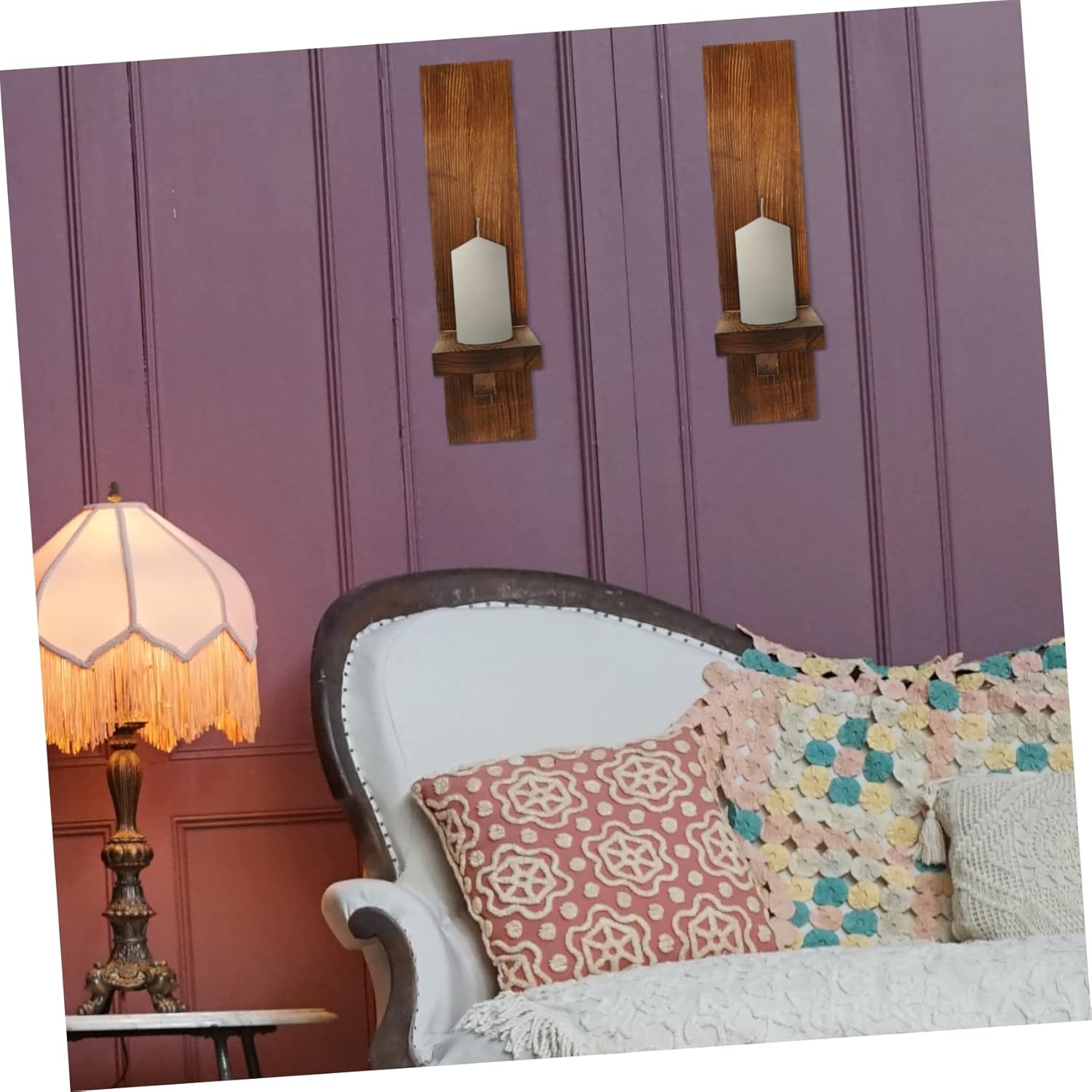 Zerodeko Wooden Candlestick Holder Tealight Candle Holders for Home Vintage Wall Art Wall Sconces Wedding Decor