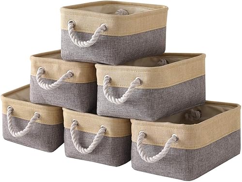 TheWarmHome Cestas de almacenamiento para organizar 11.8 x 7.8 x 5.2 pulgadas, paquete de 6 cubos de almacenamiento pequeños para estantes,