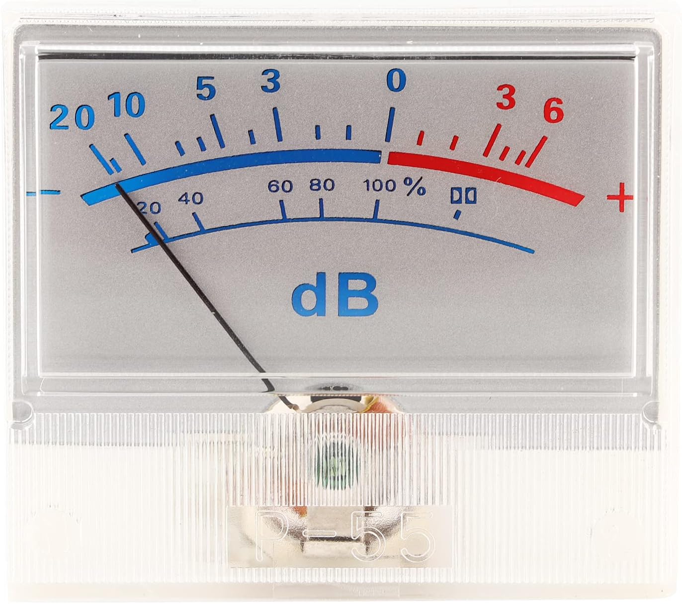 P 55 8688 VU Meter Header for Power Amplifier Audio Equipment, Analog Level Indicator for Sound Systems - High Accuracy DB Meter with Pointer Dial and 20 to +6db Measurement Range