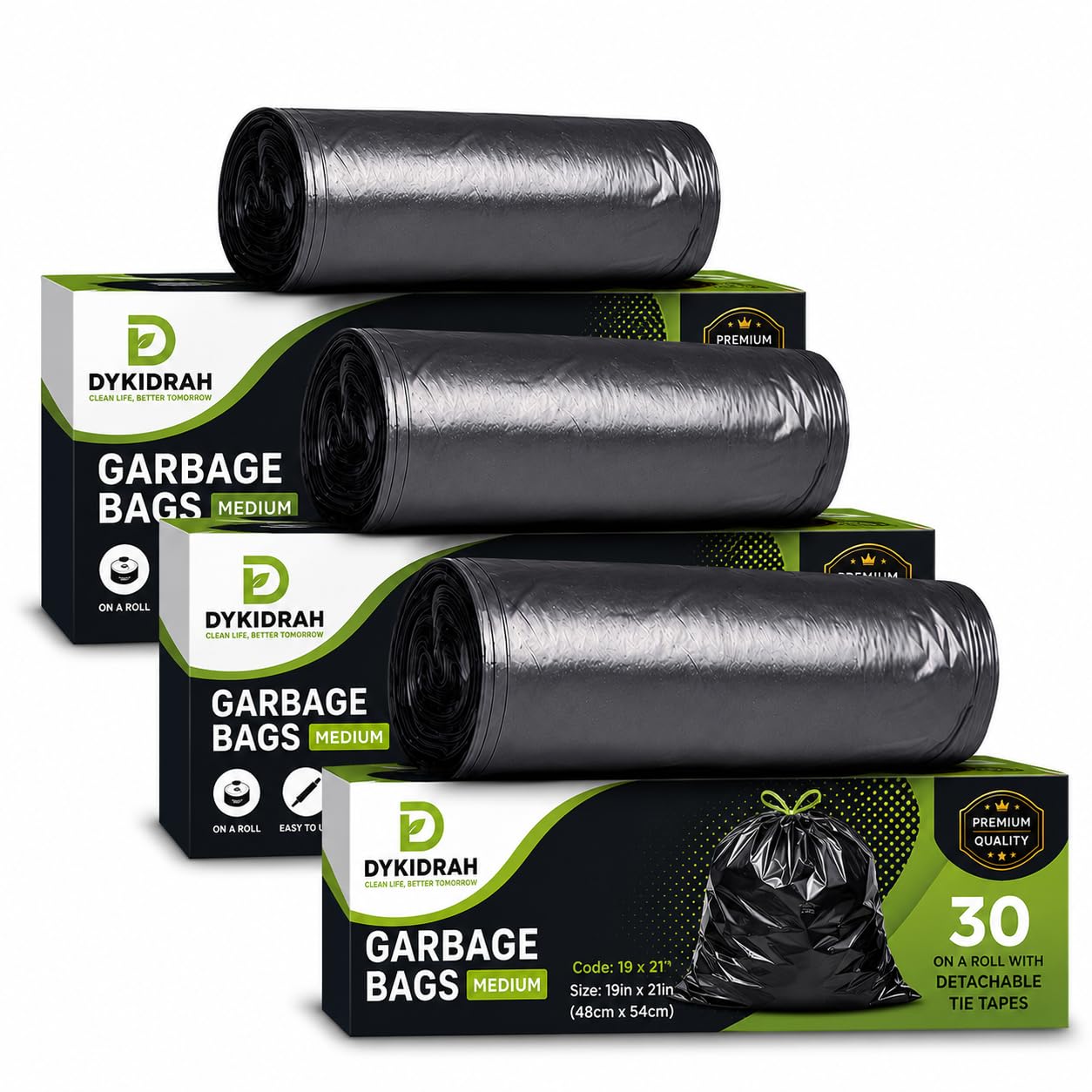 Live Life Way Black Garbage Bags for Dustbin|90 Pcs|Medium 19 X 21 Inches|30 Pcs X Pack of 3, 3 count | Without a Box-image-8
