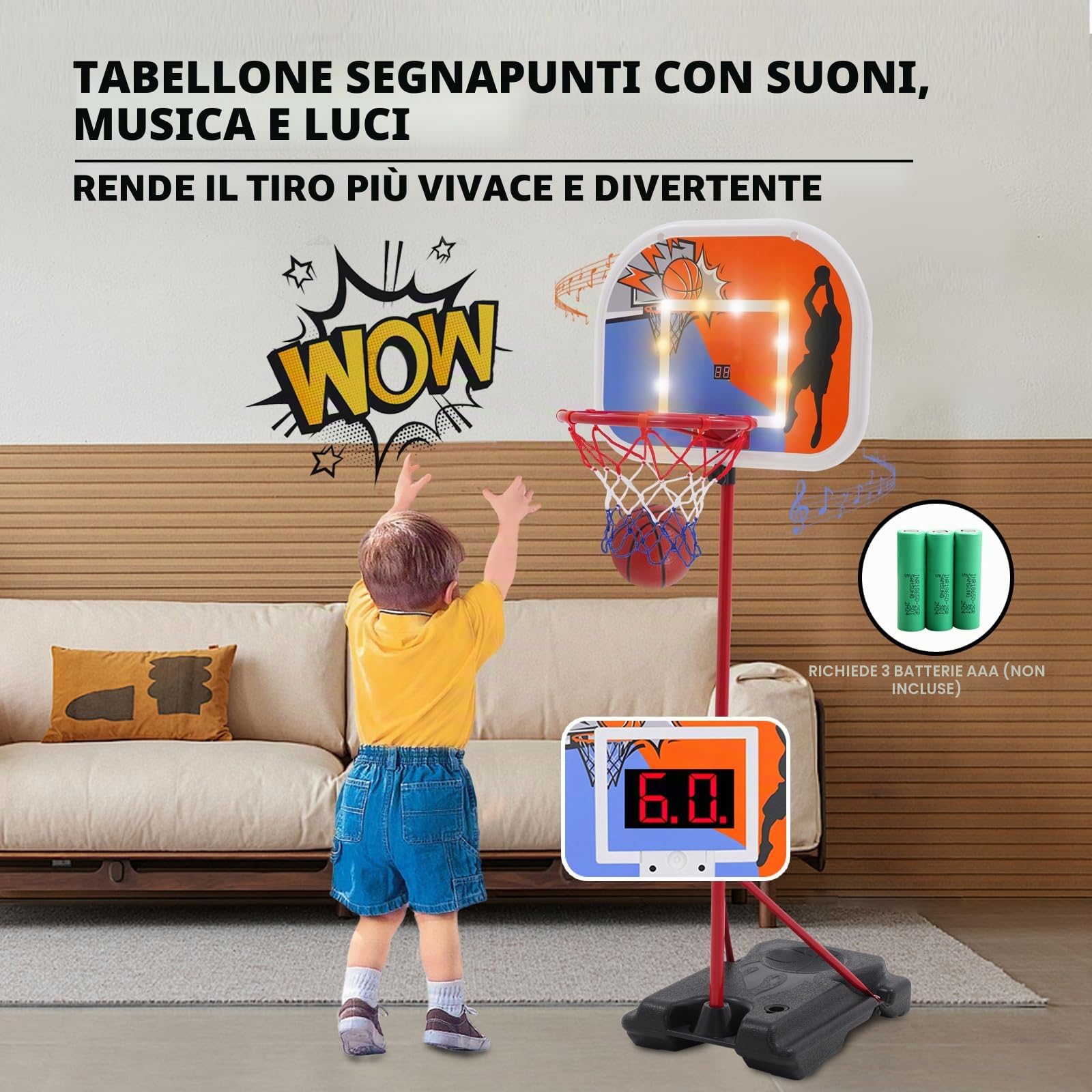 HOMCENT Canestro da Basket per Bambini, Canestro basket portatile, regolabile in altezza 80-180 cm, canestro da basket con tabellone, interno esterno canestro basket