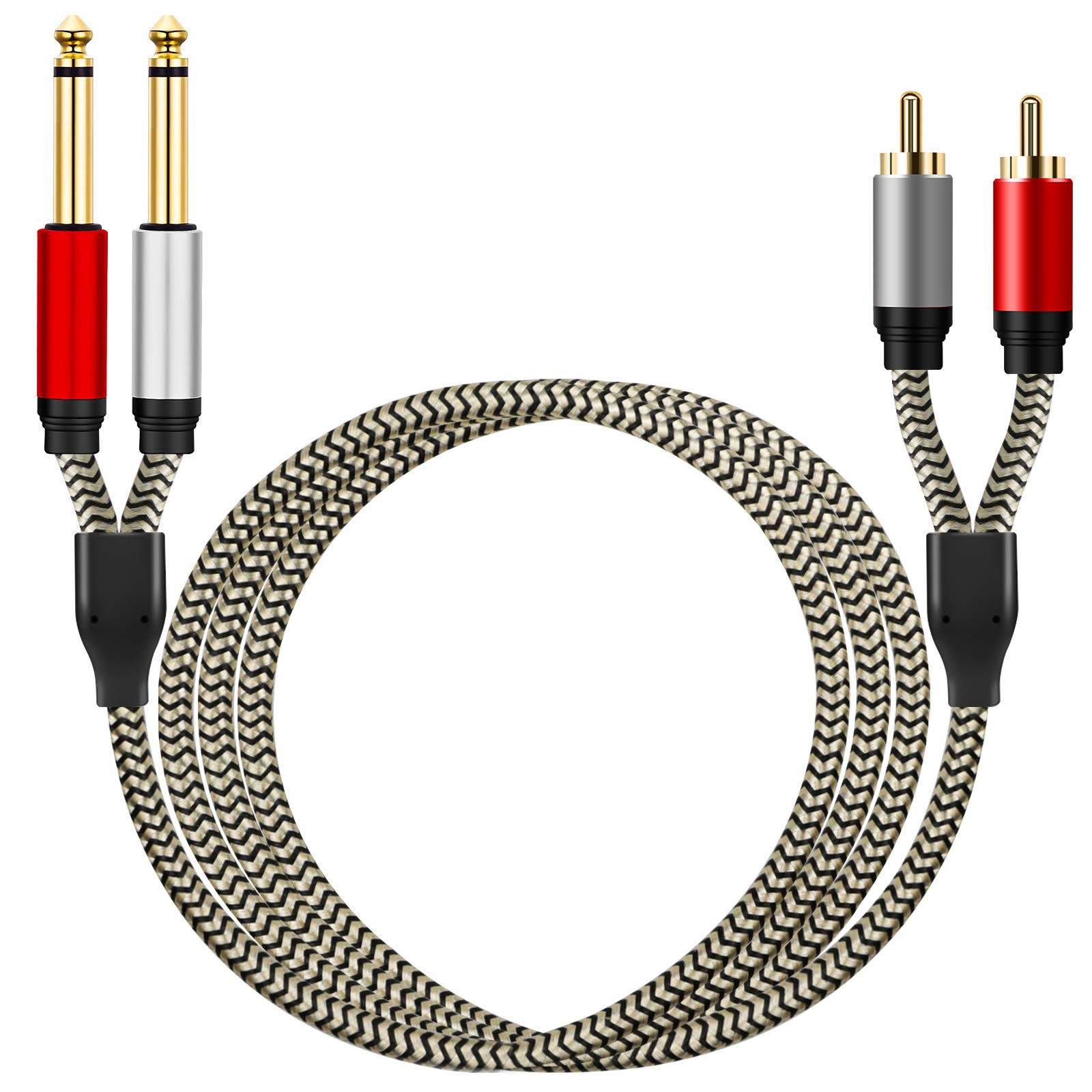 Câble 2 X 6,35 Mm Vers 2RCA, Double Jack Stéréo TS 1-4 Pouce Mâle Vers