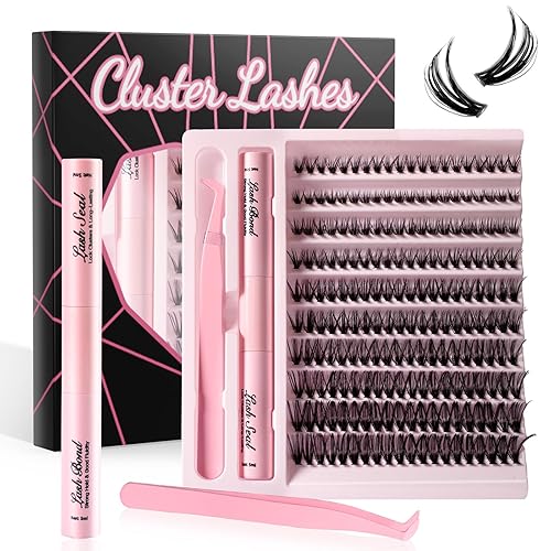 Miniatura 1 de Kit de extensiones de pestañas, 200 racimos de pestañas individuales con unión y sello, extensiones de racimos de pestañas (40p-001)