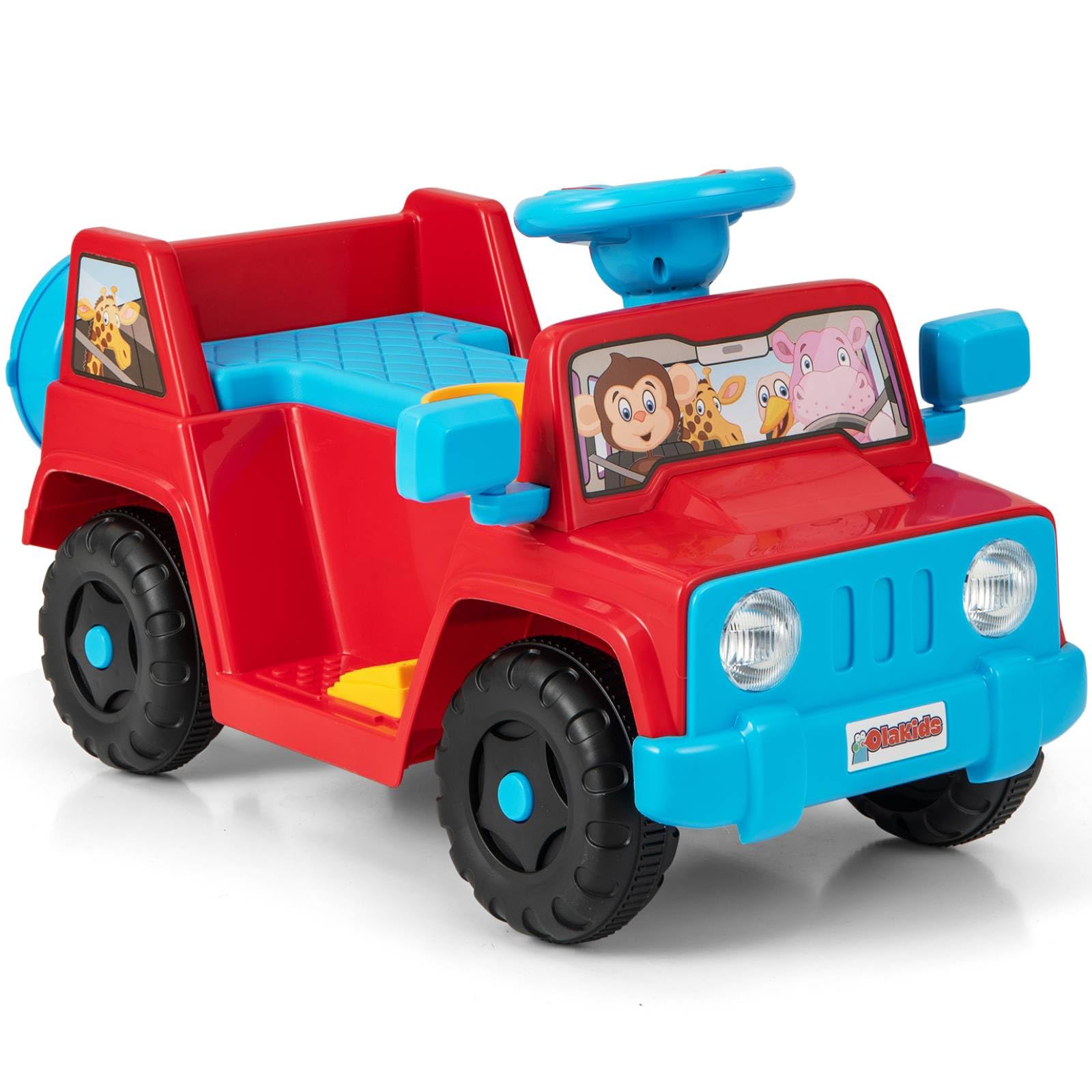 GYMAX Kids Ride on Car, 6V Battery Powered Toy Car with Sound Effects, Forward/Backward, Storage Cup & Case, Toddler Electric Jeep for 18 Months+ Boys Girls (Red)