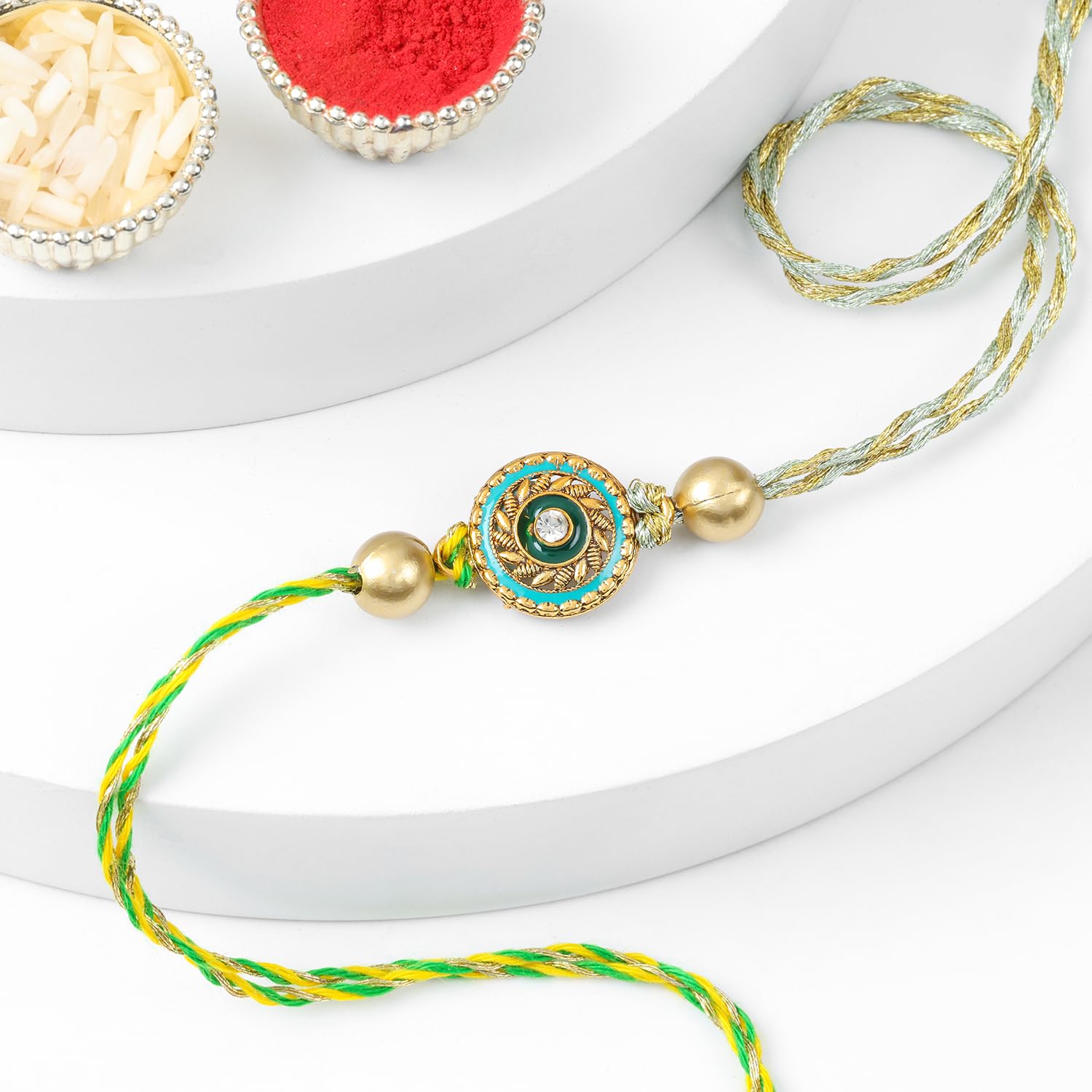 FNP Golden Leaf Kundan Rakhi-picture-25