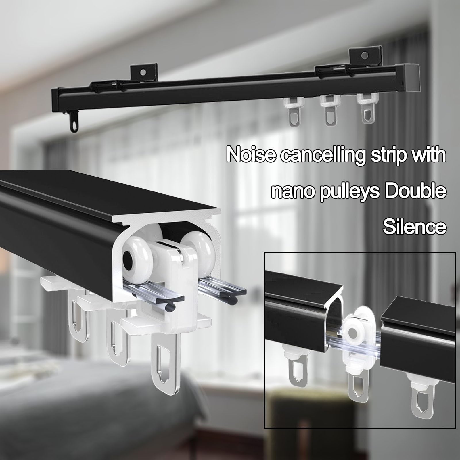 Bay Window Curtain Track Aluminum Curtain Track Rail - Ceiling Mount Nano  Silence System, Cuttable For Bay Windows (14ft) Bendable Curtain Track, image size:1600x1600