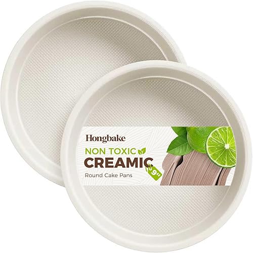 Miniatura 10 de HONGBAKE Juego de 2 moldes redondos de 9 pulgadas con revestimiento de cerámica antiadherente con textura de diamante, juegos de moldes de acero