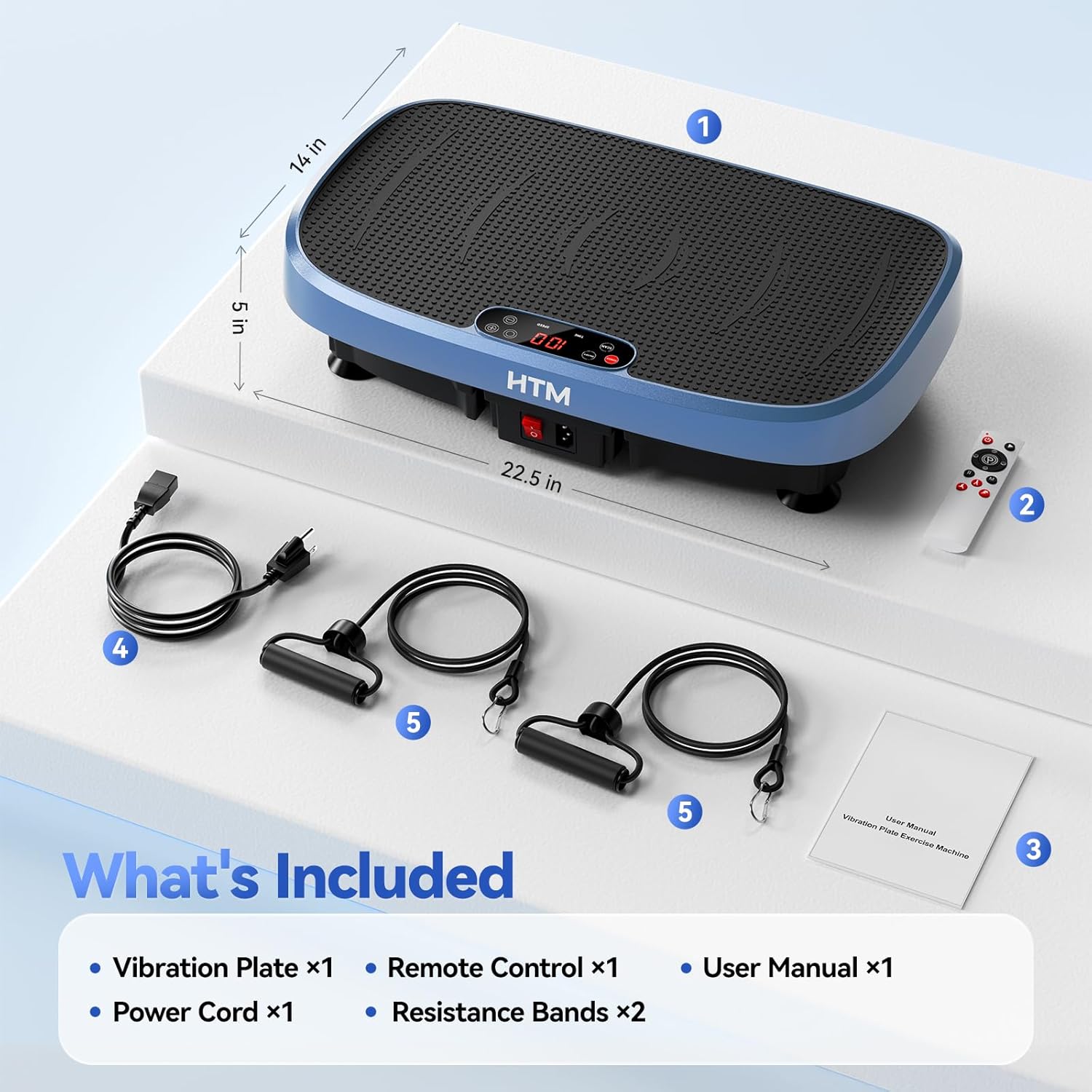 Vibration Plate Exercise Machine - 330lbs Weight Capacity, 120 Speed Levels, 5 Program Modes - Full Body Workout for Home Fitness, Toning & Wellness, LED Display, Low Noise Motor Blue image 7 of 7 B0FC25RZRN