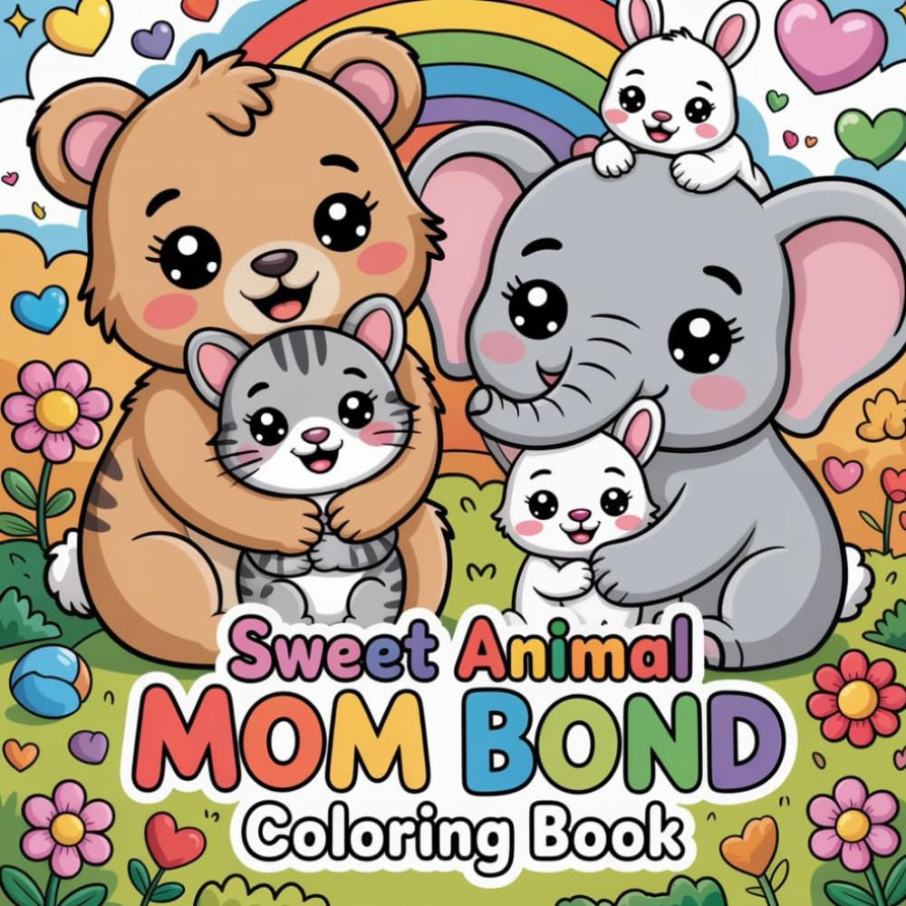 Sweet Animal Mom Bond Coloring book: cute coloring book for kids, coloring book for adults, kawaii coloring book, Coloring Book for Adults and Kids, ... baby animal bonding, nurturing animal moments