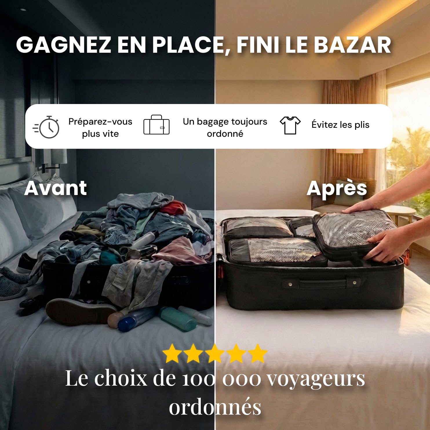 LOONARA Sacs de compression pour valises et sacs à dos [7 pièces] - Cubes compressibles, organiseurs bagages, sacs de voyage, accessoires camping et randonnée (Ardoise Alpine - Gris)