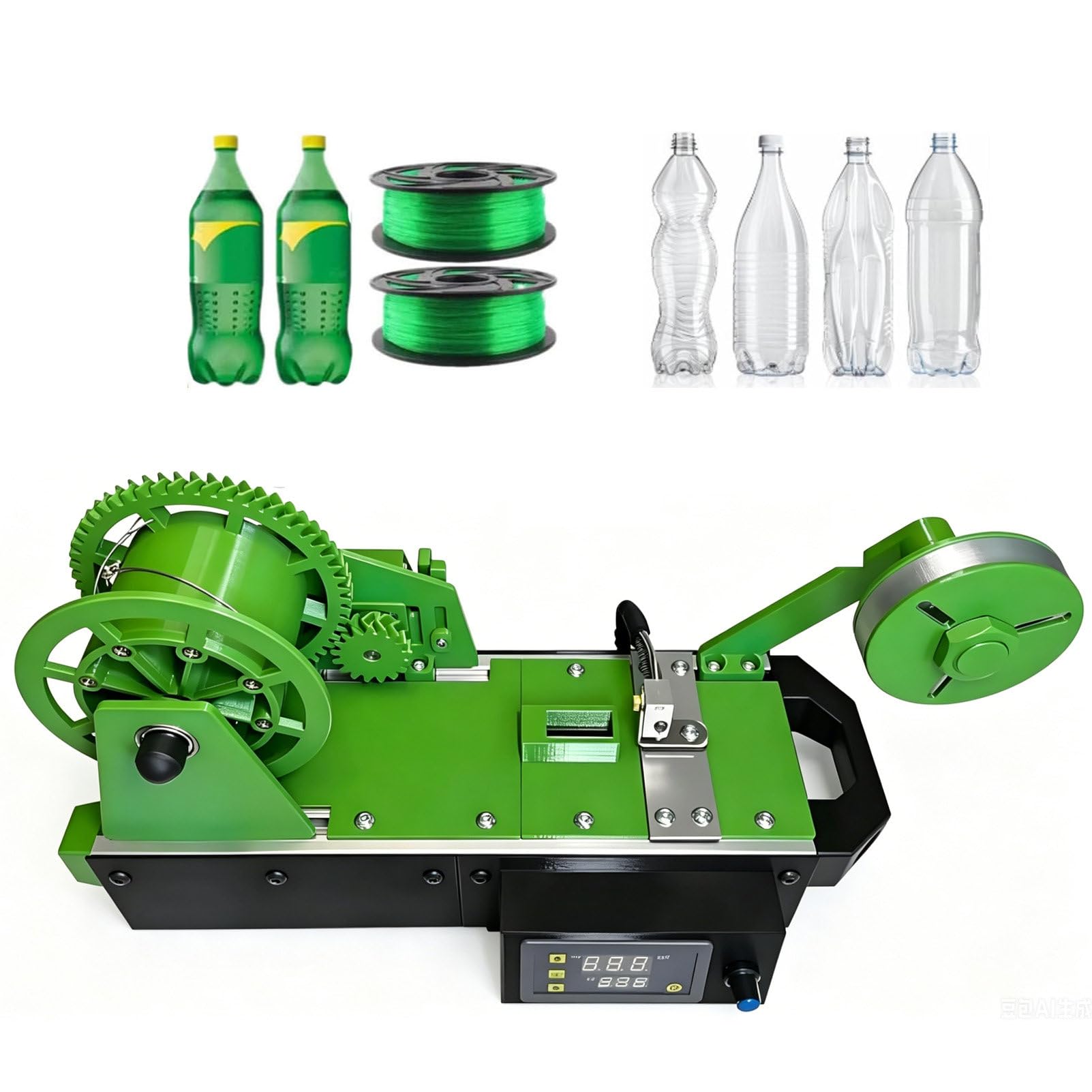 Pvxa 3D Printing Filament Making Machine, Desktop 3D Printer Extruder Filament Maker with Digital Display, Recycling PET Plastic Bottle into 3D Printing Filament Green