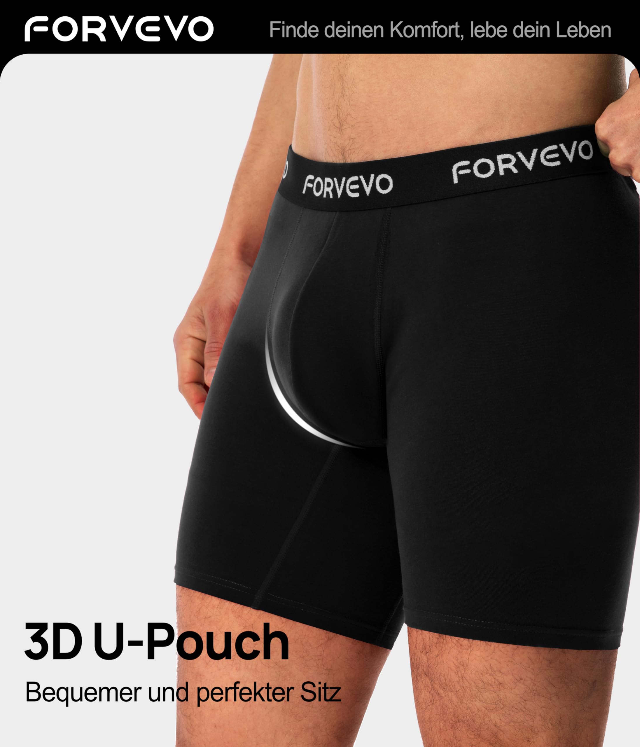 FORVEVO Bokserki męskie z długimi nogawkami, 6 sztuk, oddychające, męskie majtki, miękka elastyczna bielizna (rozmiar M-2XL)