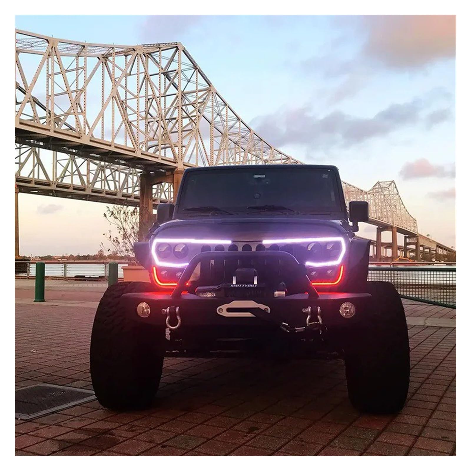GRILLE PARE CHOCS Pour Jeep Pour Wrangler JK 2007-2018 Style Racing Avec Feux Jour À LED Grilles Pare-chocs Avant Extérieures Tout-terrain 4x4 Calandre Grille Nid D'abeille