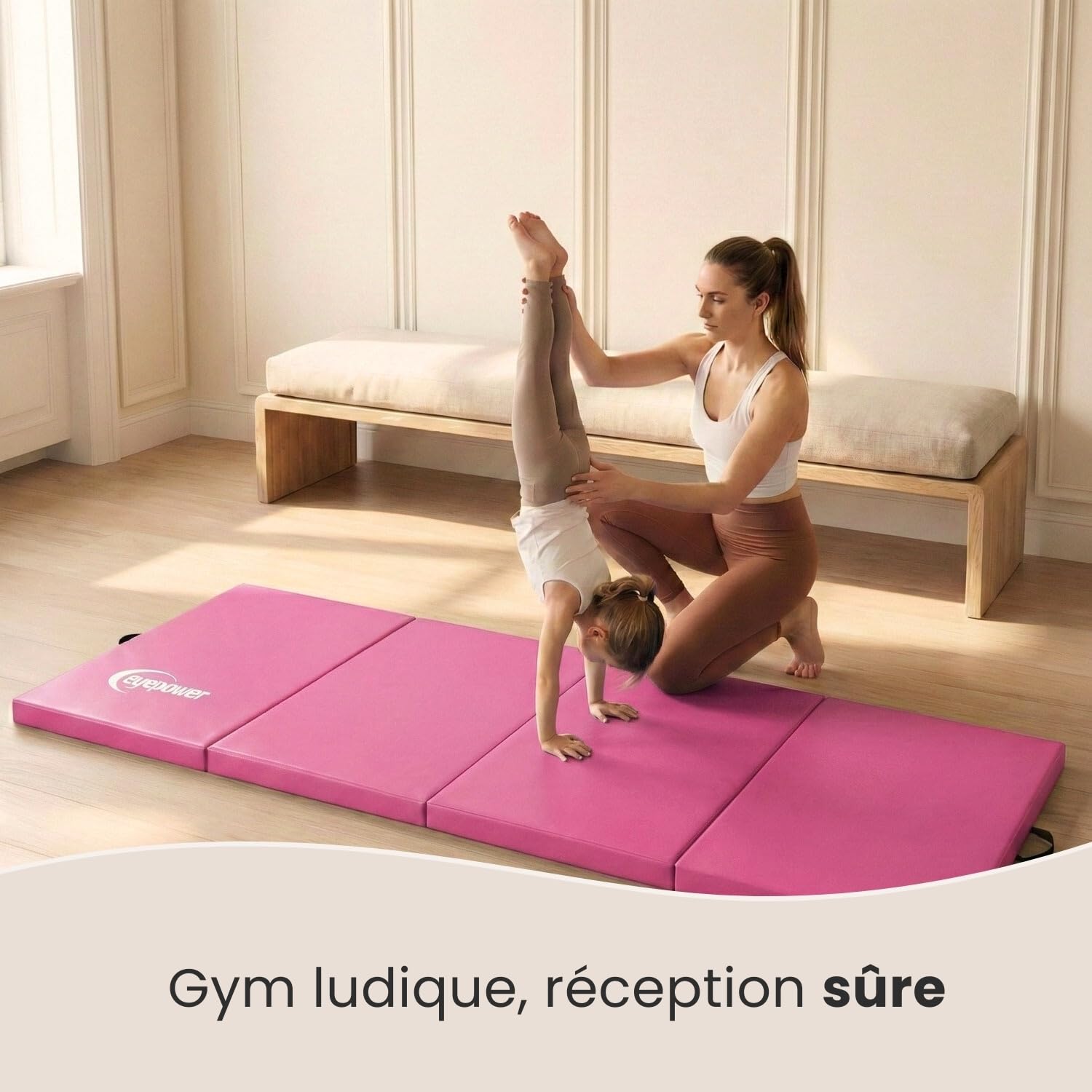 eyepower Tapis de Gymnastique Pliable Épais - Matelas de Gym 180x60x 5 cm pour Pratique Artistique Enfants & Maison - Surface Protection Amortie pour Sécurité - Sport & Fitness Intérieur à Domicile