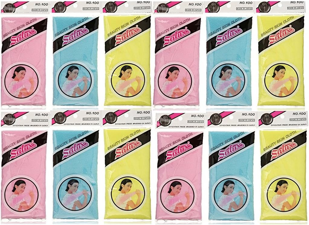 Salux Nylon Japanese Beauty Skin Bath Wash Cloth towel 12 PCS MIX