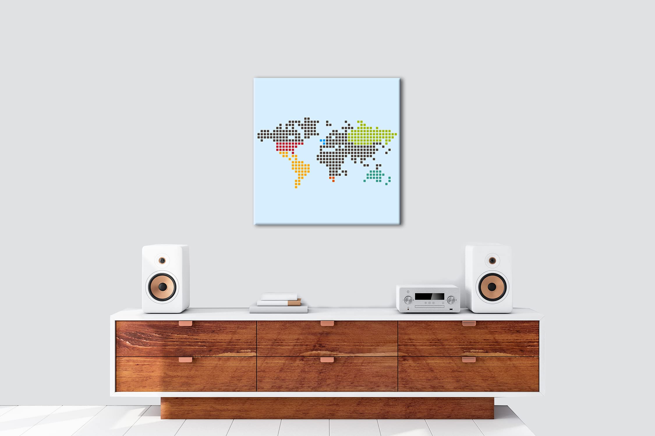 Carte du monde en points - Format : 40 x 40 cm - Impression numérique de qualité supérieure - Pas d'affiche ou d'affiche.