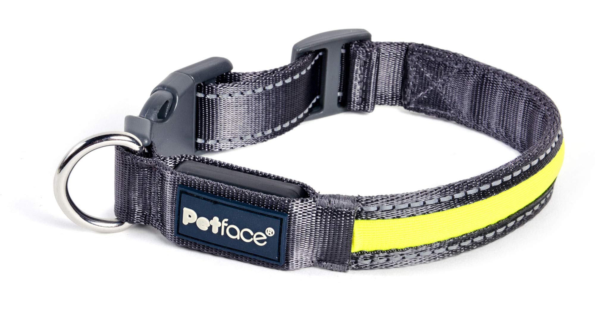 Petface (Outdoor Paws by Petface) Flashing Yellow Reflective Dog Collar, Medium