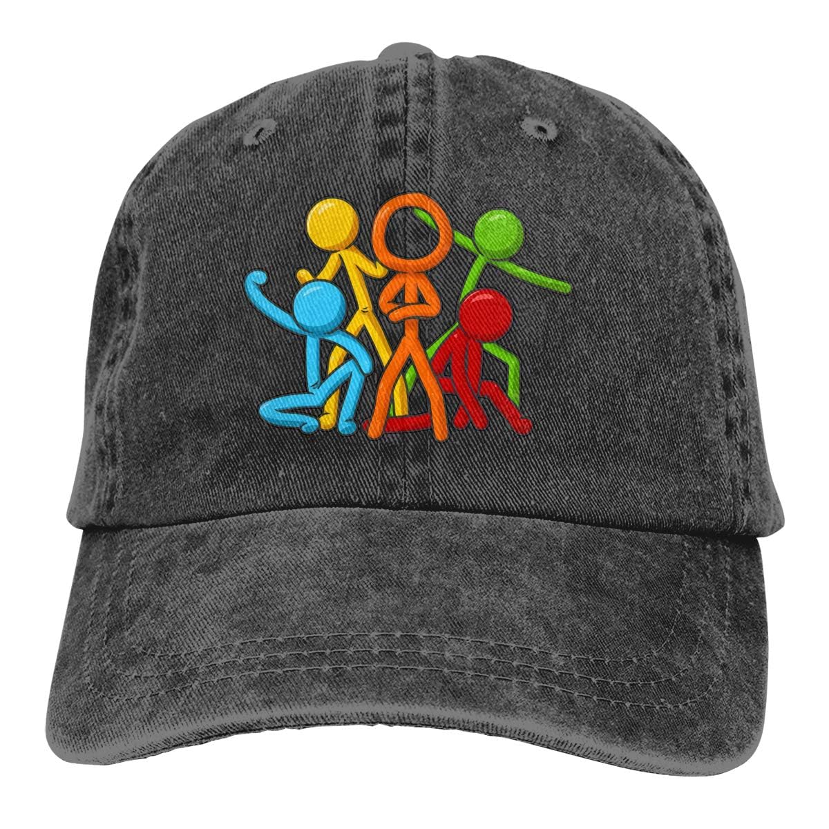 Five Stick Figures Alan Becker Hat Fashion Casual Retro Adjustable Denim Cap Baseball Cap Unisex Black
