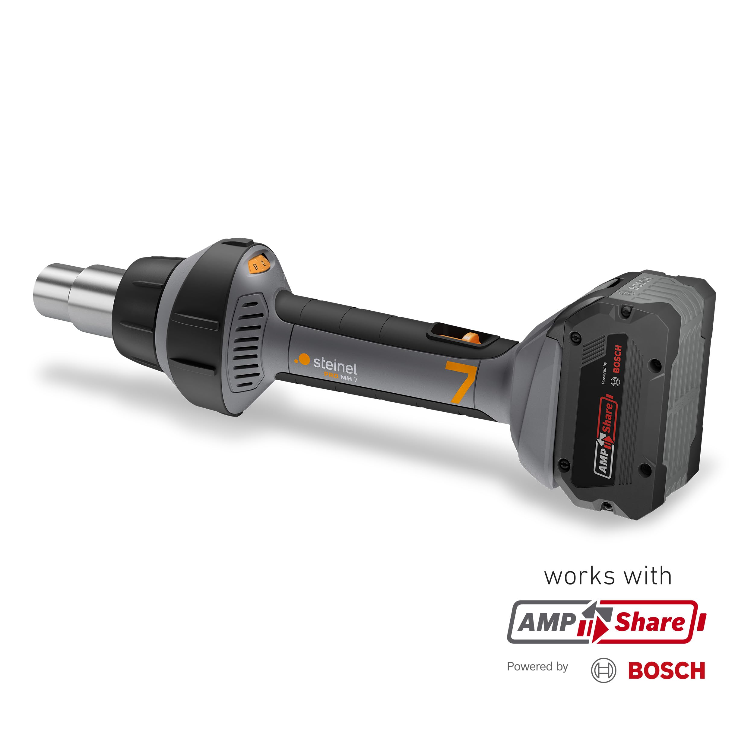Pistolet à air chaud sans fil Steinel MobileHeat MH 7 | AMPShare 18 V Décapeur thermique professionnel, y compris batterie 8,0Ah et chargeur, 150 - 550 °C, 200 l/min