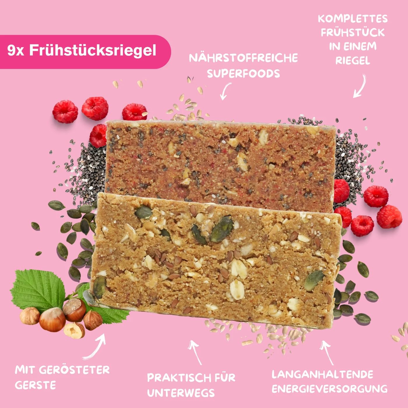 TZAMPAS Müsliriegel BIO 9x70g · Frühstücksriegel Clean Eating · Superfood Riegel · Sportlernahrung & Notfallnahrung · Try-Me Probierset