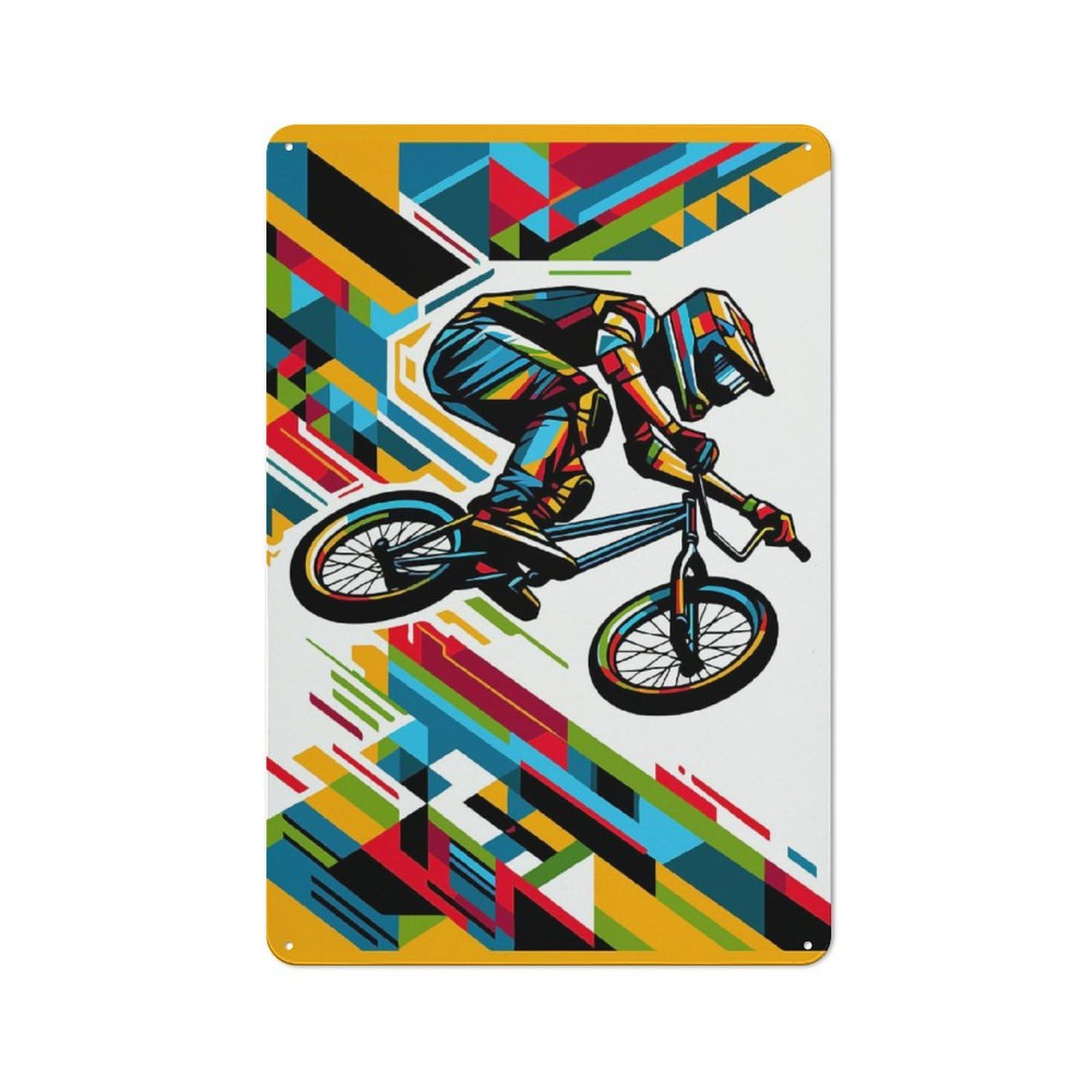 Junmoney Bmx Wpap Colorful Pop Art Vintage Tin Sign 30X20cm For Hobby Room Or Studio, A New Home Present For Creative Interior Collectors