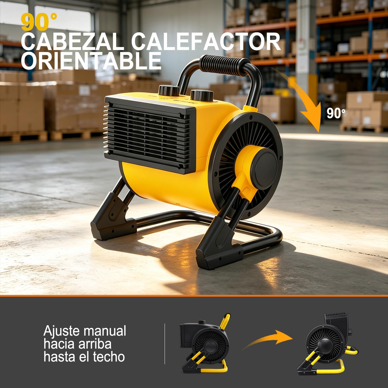 Calefactor Eléctrico Cerámico 3000 W, Termostato, Portátil, Negro