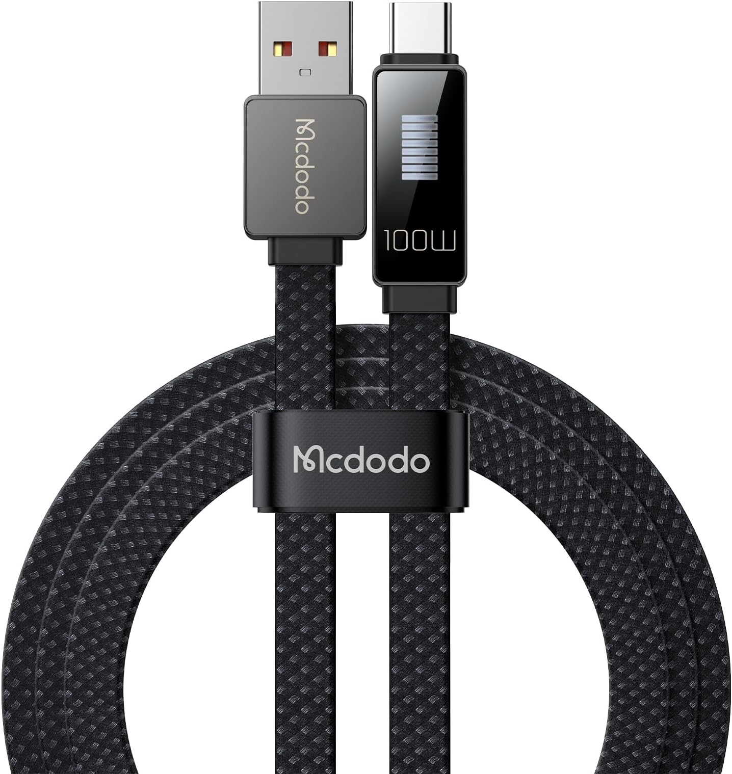 mcdodo100W USB A to USB C Charger Cable,New Rhythm Screen Display 6A PD Fast Charging Data Cable 4FT Nylon Braided Type C Cable for iPhone 15/15 Plus/15 Pro Max/MacBook Pro Samsung S22/21/20/Note20