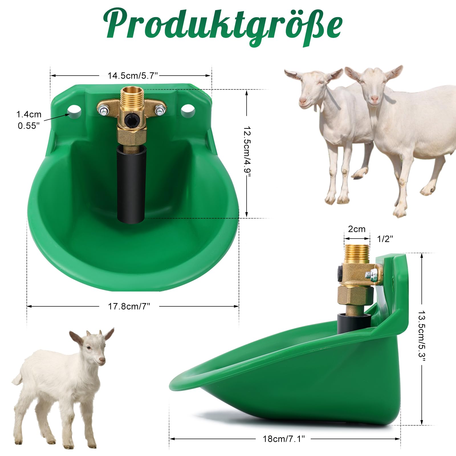 Automatische Tränkebecken für Schafe, ViehträNken mit Abflusslöchern, Automatische Wasserversorgung für Pferde, Rinder, Schafe, Schweine und Hunde, WeideträNken, Grün