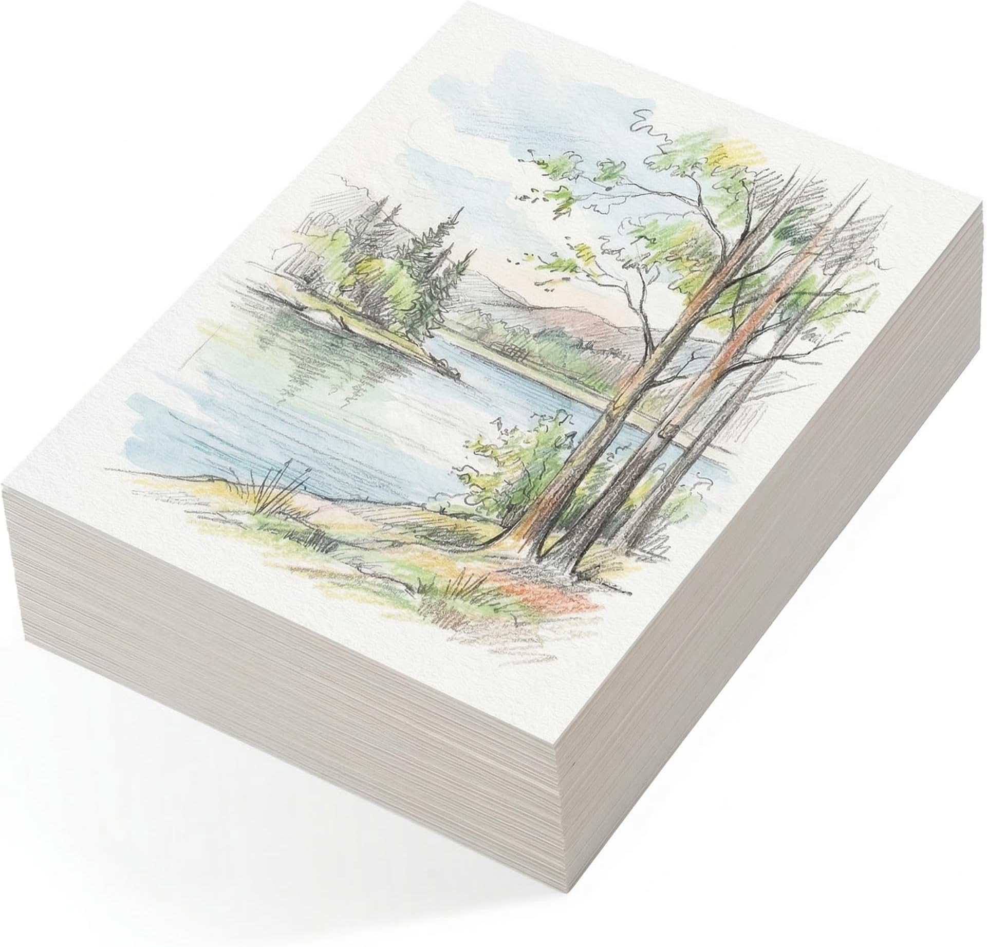 Fyess 120 Sheets Sketch Watercolor Paper, 5 x 7 Inch White Paper Cards, 160 GSM Cold Press Cotton Paper, Ideal for Watercolor Pencils, Sketching, Drawing for Students Artists