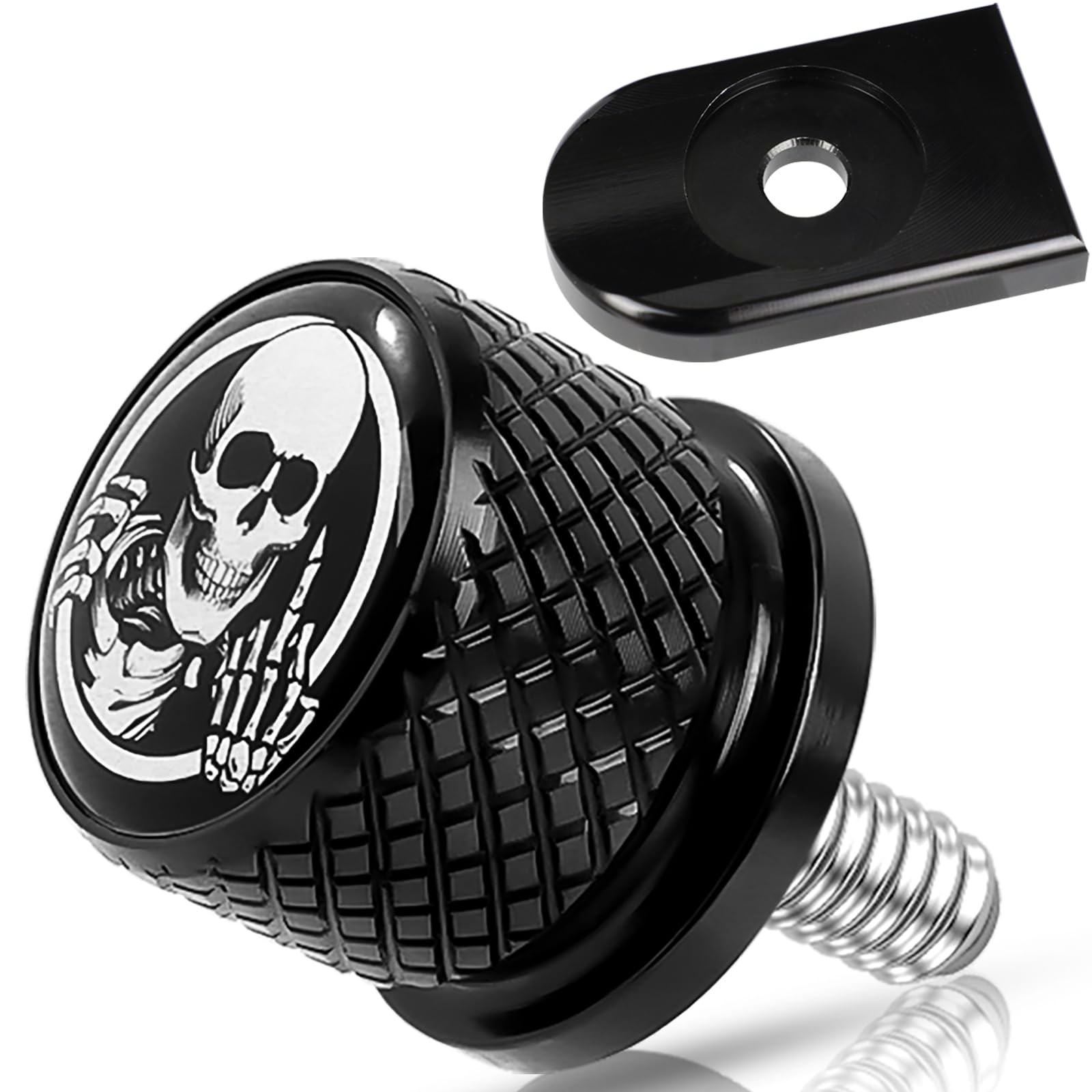 1/4"-20 Thread Stainless Knurled Fender Rear Seat Bolt Screw with Knob Cover Tab Mount Kits Fits for Harley Touring Sportster Softail Dyna CVO Fatbob Electra Glide Street Glide 1996-2025