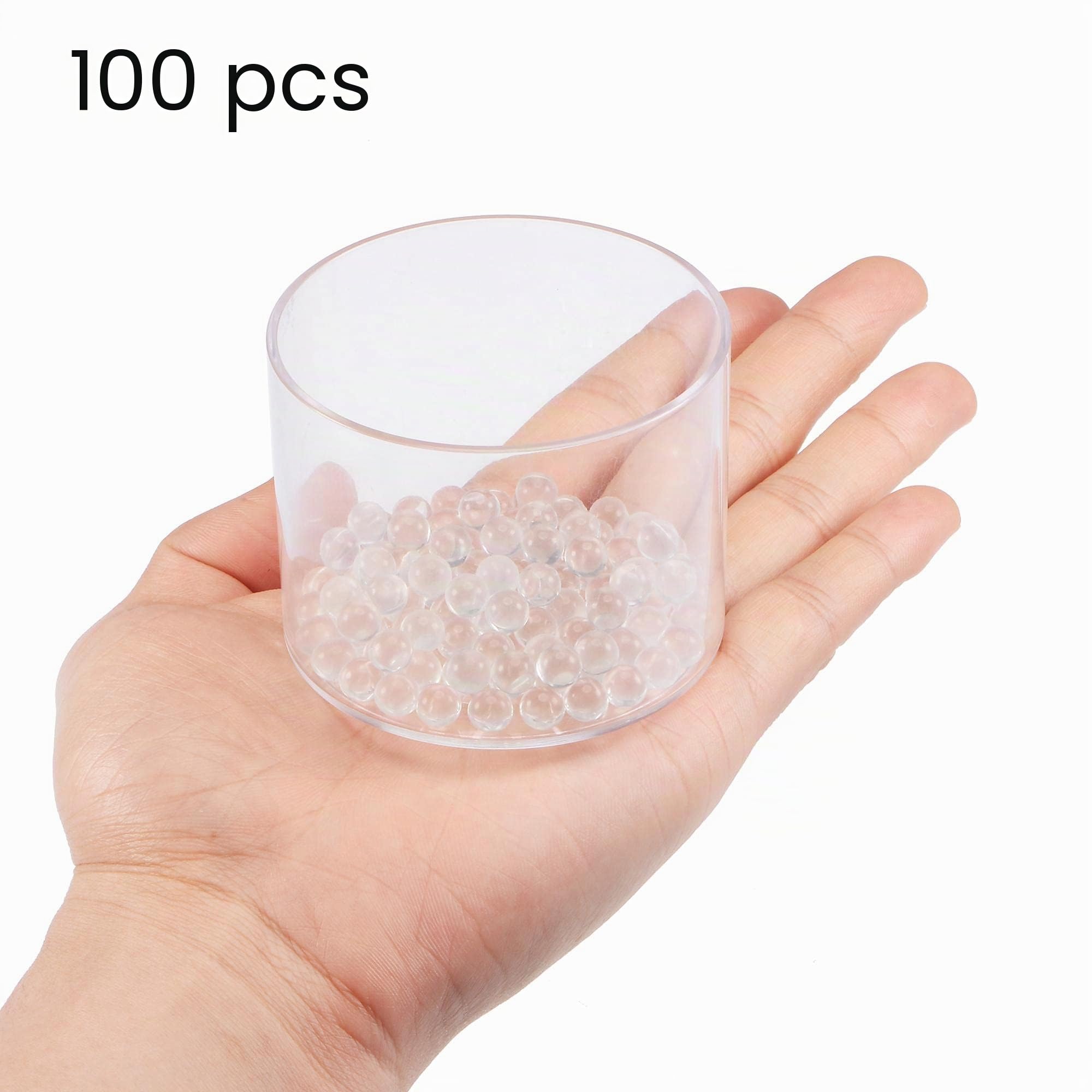 sourcing map 7mm Solide Rond Transparent Verre Bille Bouillantes Pierres Soda Chaux Verre Perles 100pcs