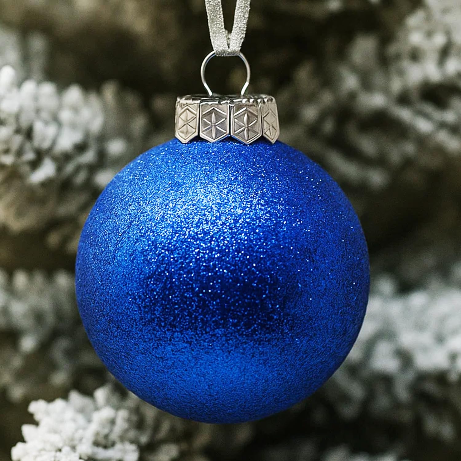 Blaue Weihnachtsschmuck-Kugel-Set für Baumdekoration, Glitzer