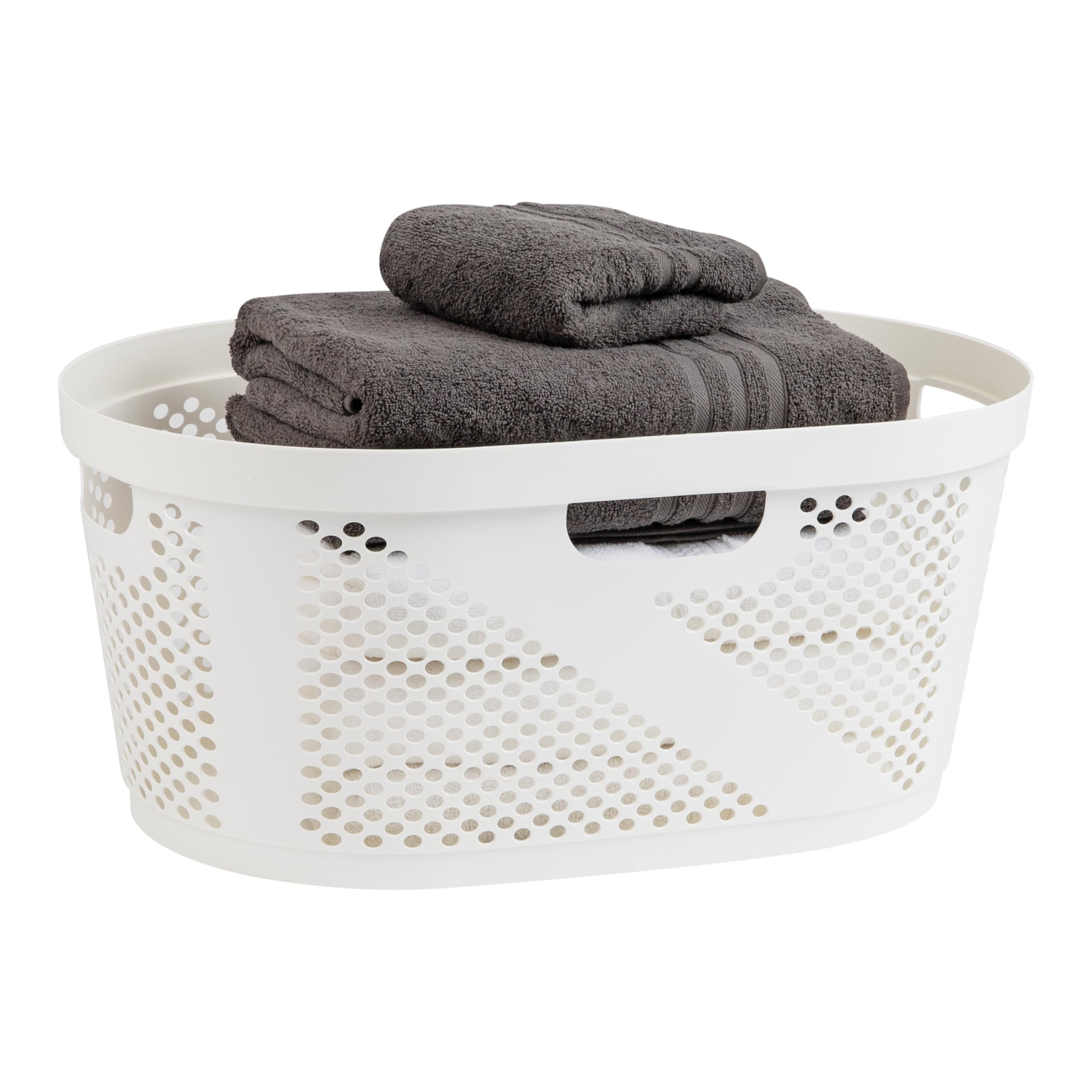 Mind Reader 40L Laundry Basket, Clothes Hamper, Wicker Design, Plastic, 23