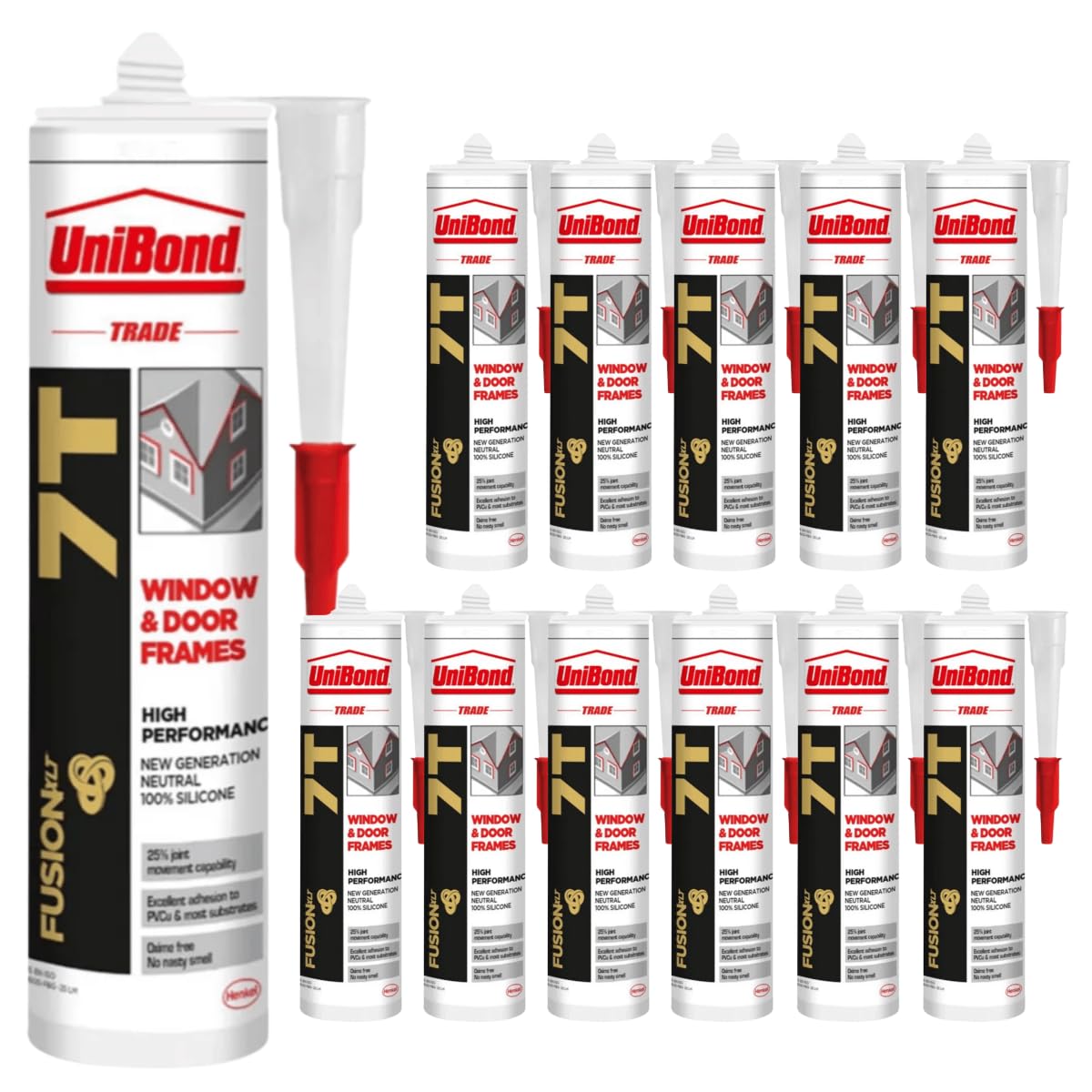 Silikon für Fenster, Türen & Co. Dichtstoff für Innen & Außen in Cremefarben (12 x 300ml)