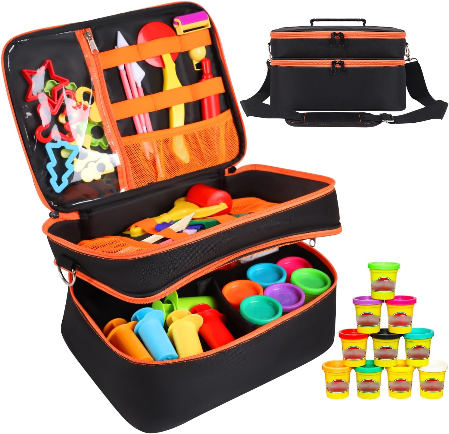 Hard Travel Case for Modeling Compound, Carrying Case for Playdough Set Portable Playdough Storage Organizer Container for Dough Art Clay Tool Kit, Bag Only