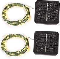Vista 2 de Magicnight Short Mini Garden Lights Solar Powered Waterproof Fairy Lights Outdoor Garden String, Green Wire, Warm White,5m 50LEDs,2 Pack