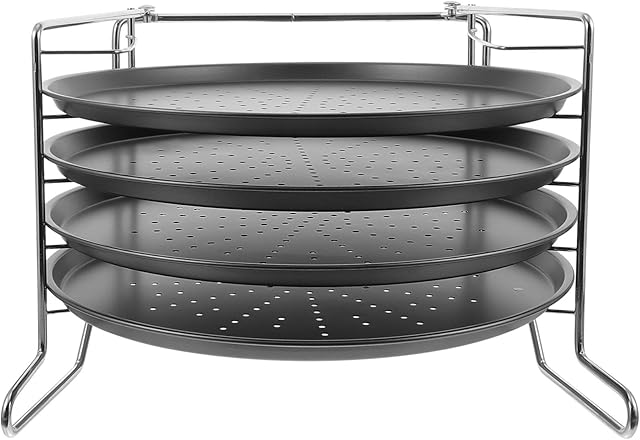 HEMOTON 12Inch Pizza Pan with Holes Pizza Rack Pizza Trays Carbon Steel Non Stick Pizza Crisper Pan for Oven Baking Supplies
