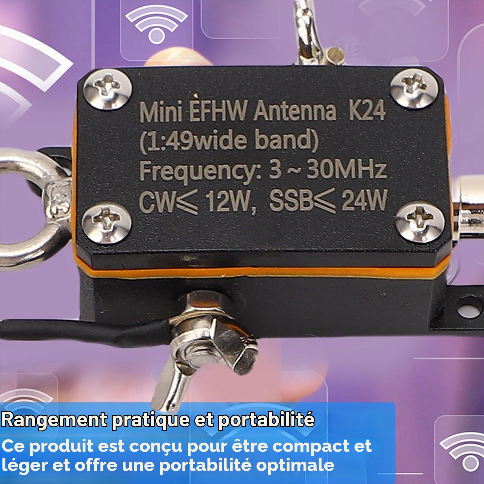 Elprico HF End Fed Antenne 3-30MHz, 1: 49 Balun Shortwave Radio, 4 Groupe 10m 15m 20m Antenne de Fil de Long 40m de Long, Antenne Radio Fed Courte ou Extérieur