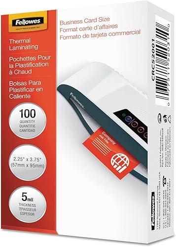 Fellowes Glossy Pouches - Tarjeta de visita, 5 mil, paquete de 100 (52031), transparente
