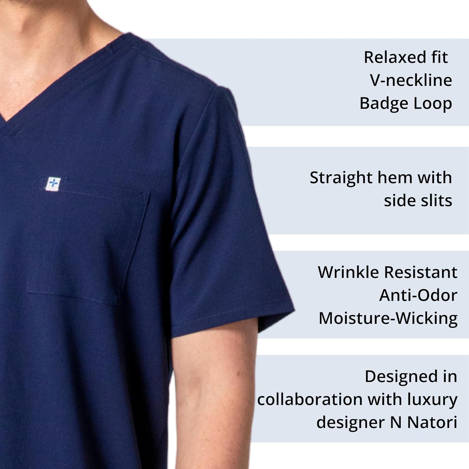 Care+Wear 3-Pocket V-Neck Scrub Tops for Men – Ultra-Soft, Wrinkle-Resistant Medical Scrub Top