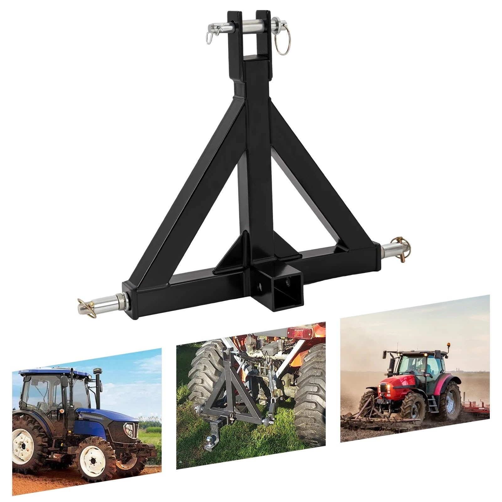 Enganche de Remolque de 3 Puntos Adaptador de Enganche Barra Tiro for Tractor, Acoplamiento Remolque 3 Puntos, varillaje Triangular, Receptor estándar 2"